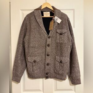 NWT Weatherproof Vintage Shawl Collar Fleece Lined Cardigan Jacket Large